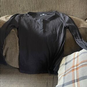 Sonoma Black Long Sleeve Henley Top